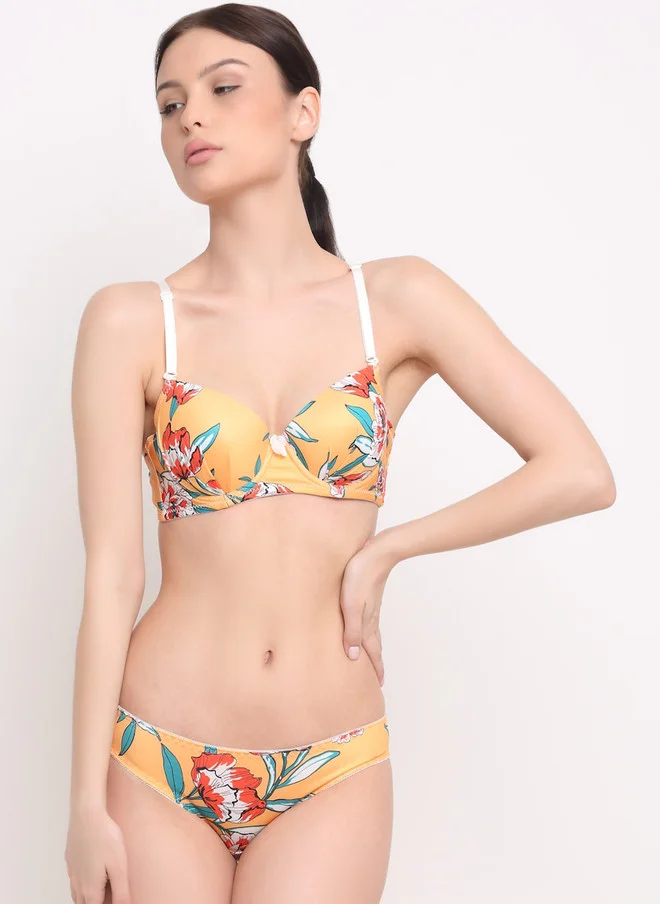 Laceandme Laceandme Floral Printed Bikini Lingerie Set 8050